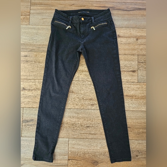 Michael Kors Black Izzy‎ Skinny Jeans Gold Zipper pockets Womens Size 6 - Picture 1 of 7